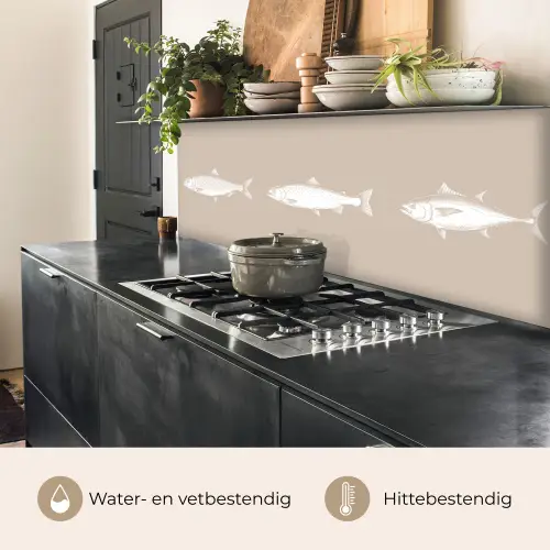 Vissen - Beige achtergrond - Wit keuken achterwand 2 middel -usp_NL