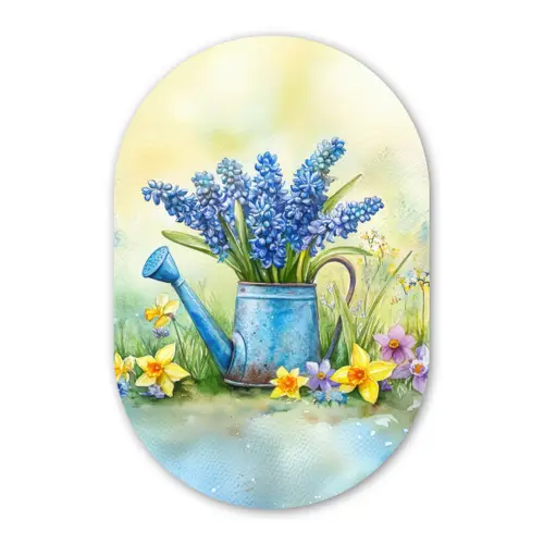 Gieter - Lavendel - Bloesems Wandcirkel Ovaal Forex klein -3d