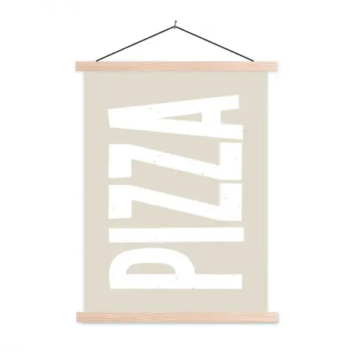 Pizza - Decoratie - Japandi - Wit textielposter latten blank klein -3d