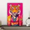 Tijger - Kimono - Planten - Roze canvas 2cm klein -sfeer6