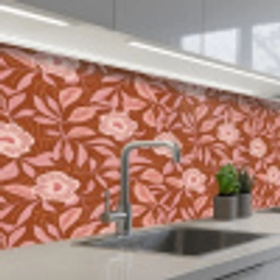 Patroon - Bladeren - Terracotta keuken achterwand 2 middel 871 -3d_schuin