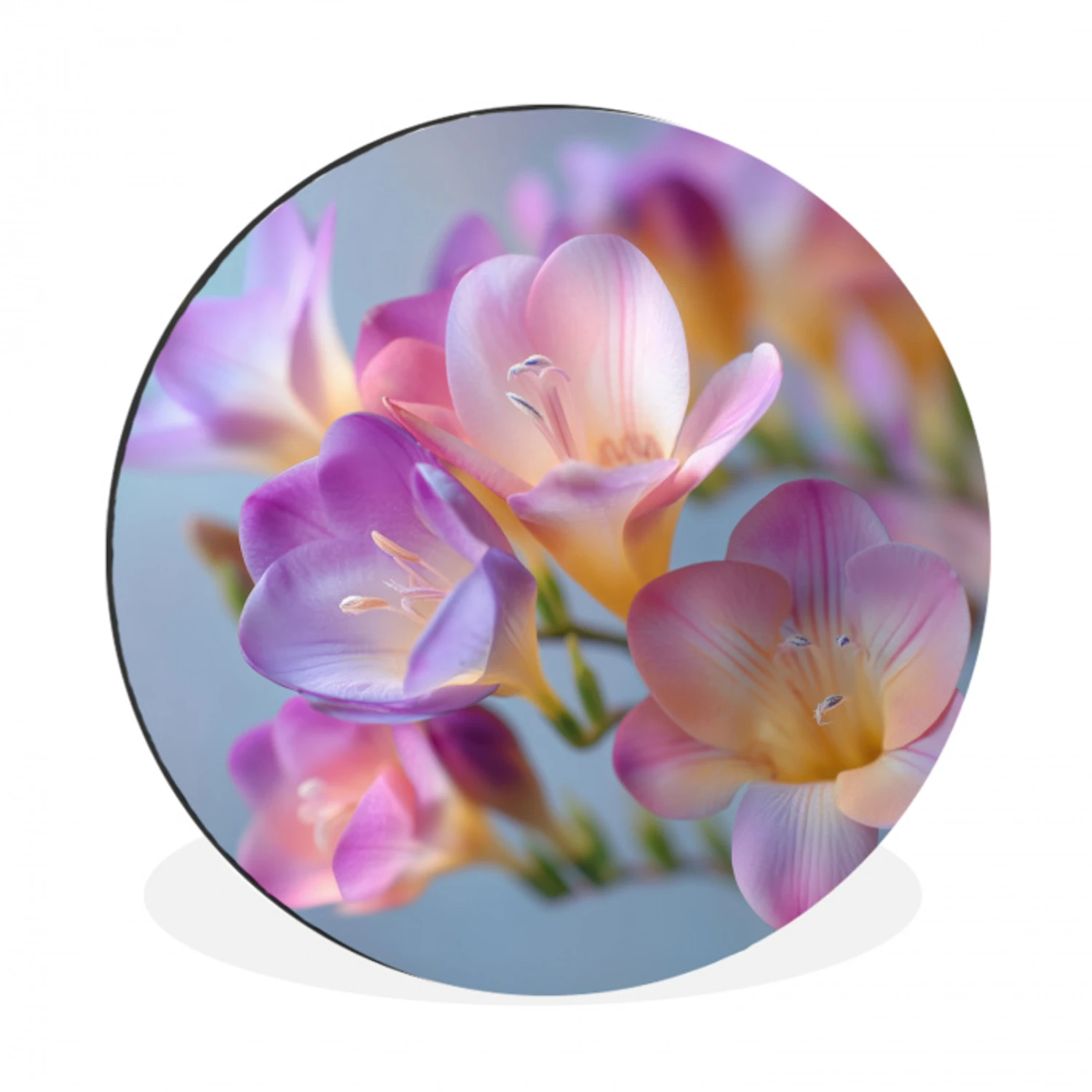 Bloemen - Paars - Overloop - Meeldraden Wandcirkel aluminium klein -3d