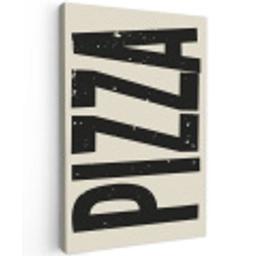 Pizza - Decoratie - Japandi - Vintage Tuinposter op houten frame 2 cm dik klein -3d