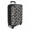 Crèmekleurige harten op zwart NBS - Handbagage koffer - Volwassenen Unisex middel -productfoto_3d