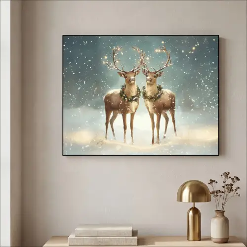 Kerstmagie - Winterwoud - Rendier Textielframe zwart klein -sfeer2