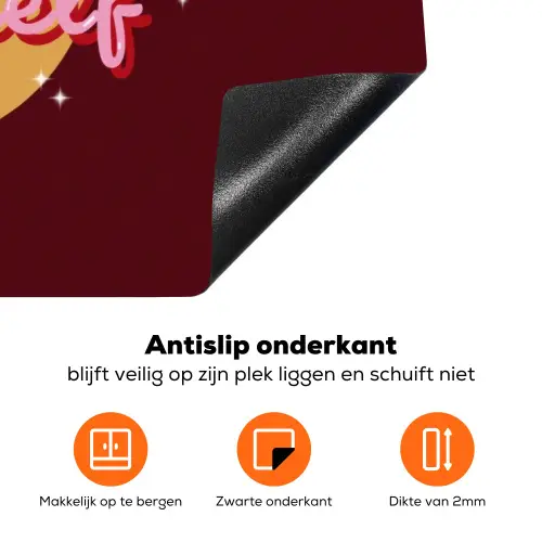 love your damn self - Cirkel - Glitter - Rood Inductie beschermer vinyl 3mm klein -zzzzzzz-td-onderkant