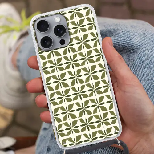 Botanisch - Retro - Groen Hoesje iPhone 16 Pro Max met koord klein 804 -sfeer3