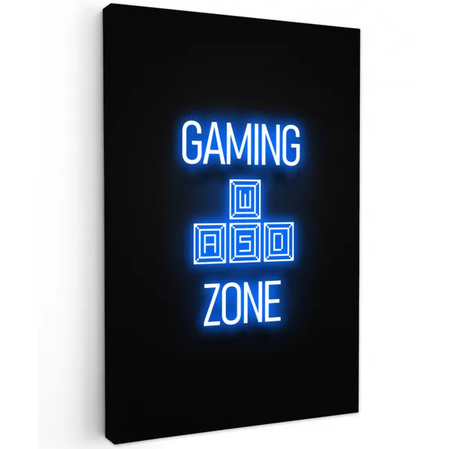 Gaming - Tekst - Gaming zone - Neon - Blauw canvas 2cm klein -z3d