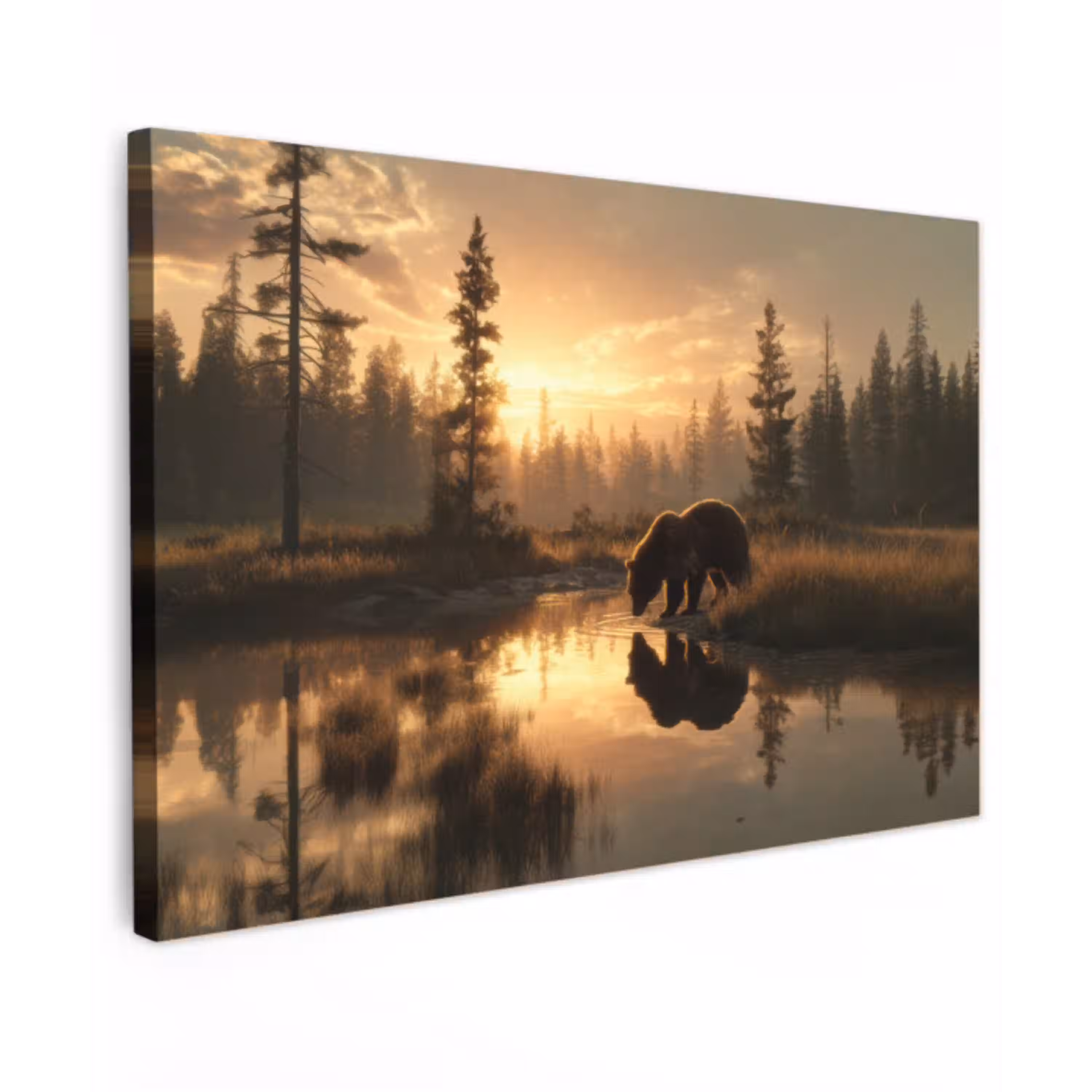 Beer - water - Bos - Ochtendlicht canvas 2cm klein -z3d