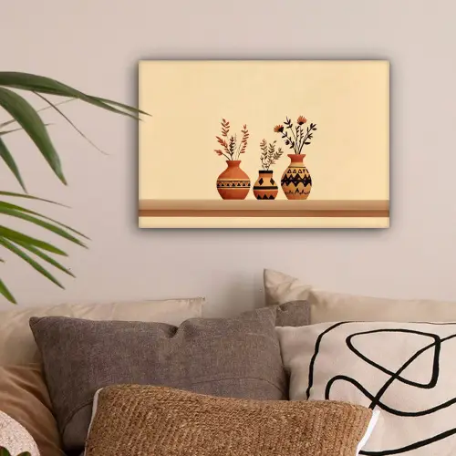 Vazen - Bloemen - Bladeren - Minimalistisch canvas 2cm klein -sfeer1