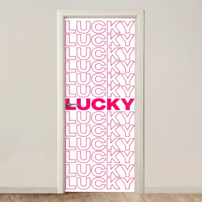 Lucky - Roze - Patroon deurposter klein -3d_beige