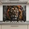 Leeuw - Dieren - Portret - Zwart - Luxe keuken achterwand spatscherm klein -3d_website