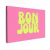 Bonjour - Roze - Fel groen Tuinposter op houten frame 2 cm dik klein -3d