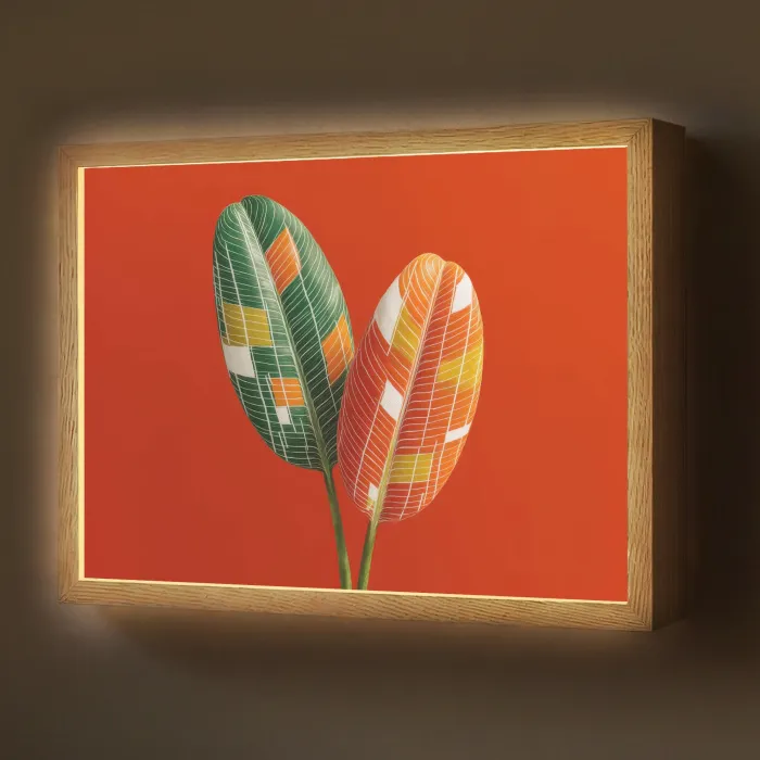 Bladeren - Ovaal - Mozaïek - Patroon Light Box met batterij (Wandlamp) middel -z3d_website