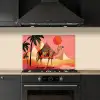 Kameel - Pyramides - Rode zon keuken achterwand spatscherm klein -sfeer1