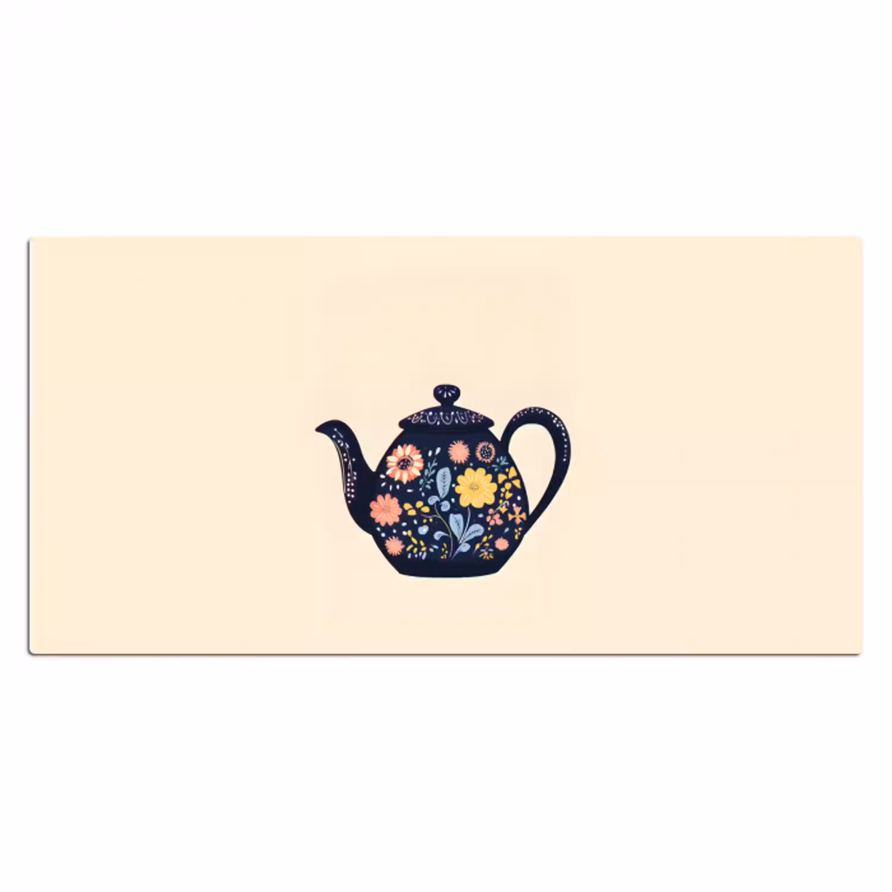 Theepot - Kleurrijk - Bloemen Muismat XXL klein -3d_leeg