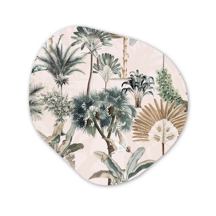 Inductie afdekplaat - Vintage - Jungle - Dieren - Natuur - Inductie beschermer Wandcirkel Organisch Aluminium middel -3d