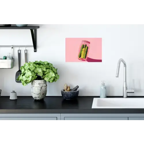 Augurken - Pot - Schaduw - Roze Muursticker klein -keuken