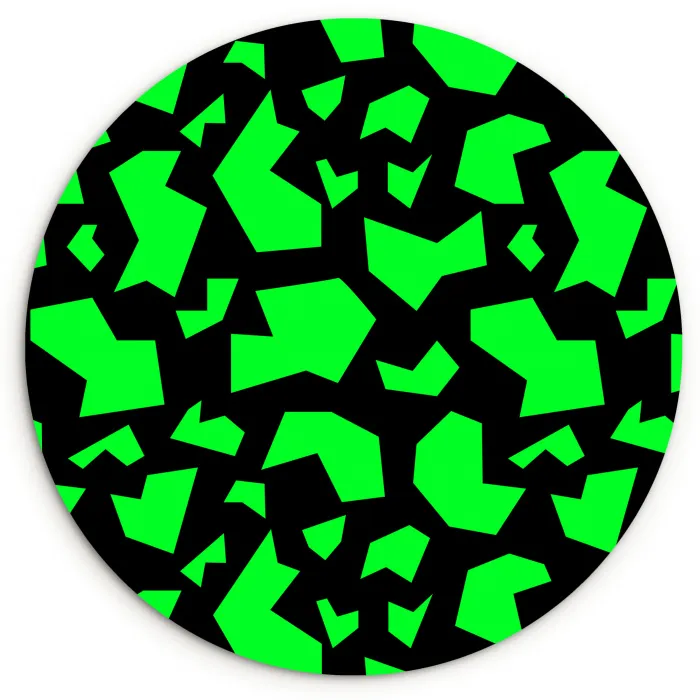 Zwart - Neon - Groen - Patroon Wandcirkel plexiglas klein 852 -3d