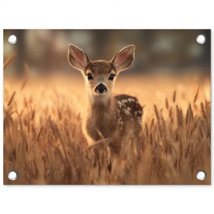 Hert - Graanveld - Bruin tuinposter los doek klein -3d