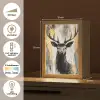 Abstract - Hert - Gewei - Goud Light Box met kabel (Tafellamp) klein -USP_NL