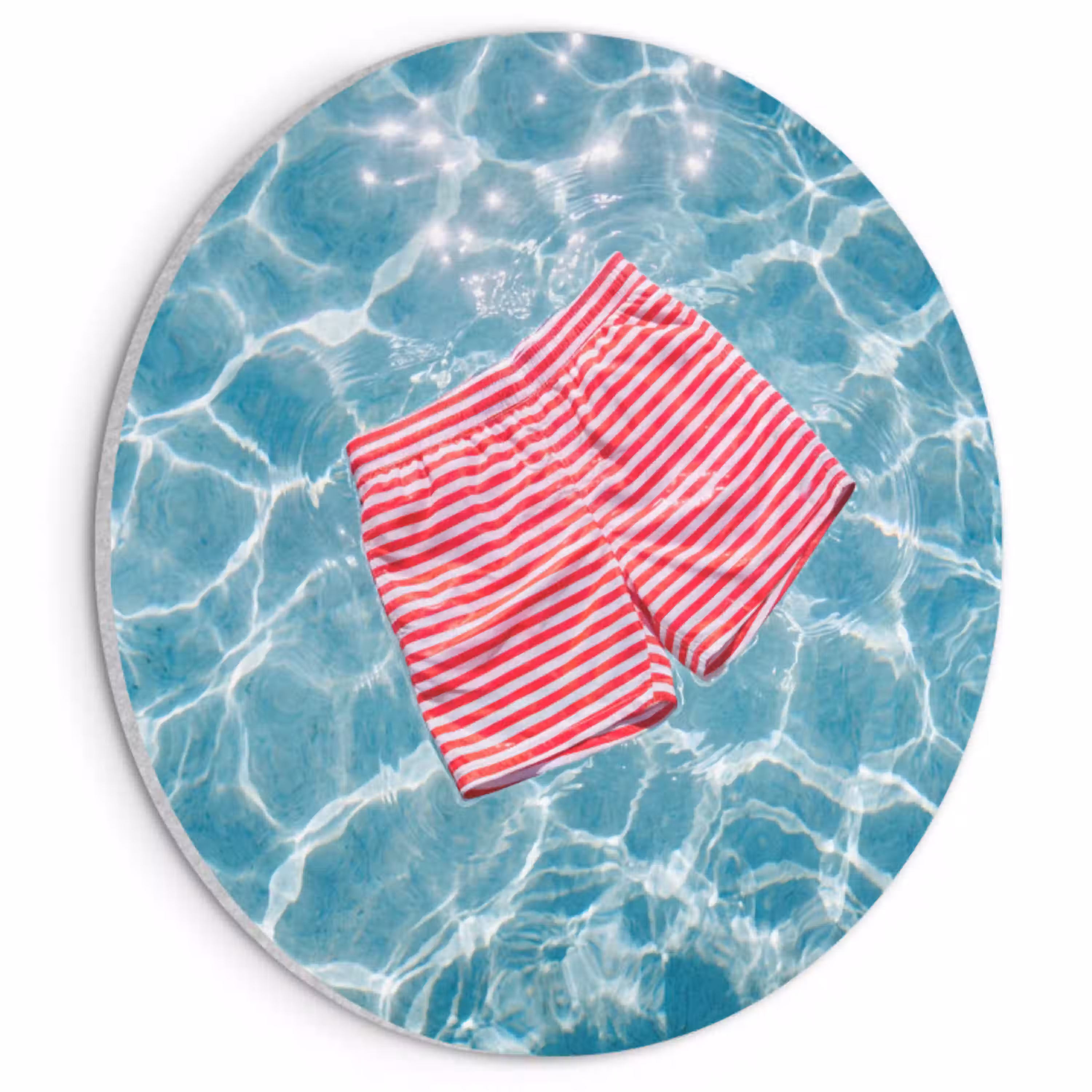 Zwemkleding - Gestreept - Water - Zomer - Rood-wit Akoestische PET Vilt - Rond klein -3d