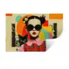 Meisje - Zonnebril - Kat - Retro Muursticker klein -3d