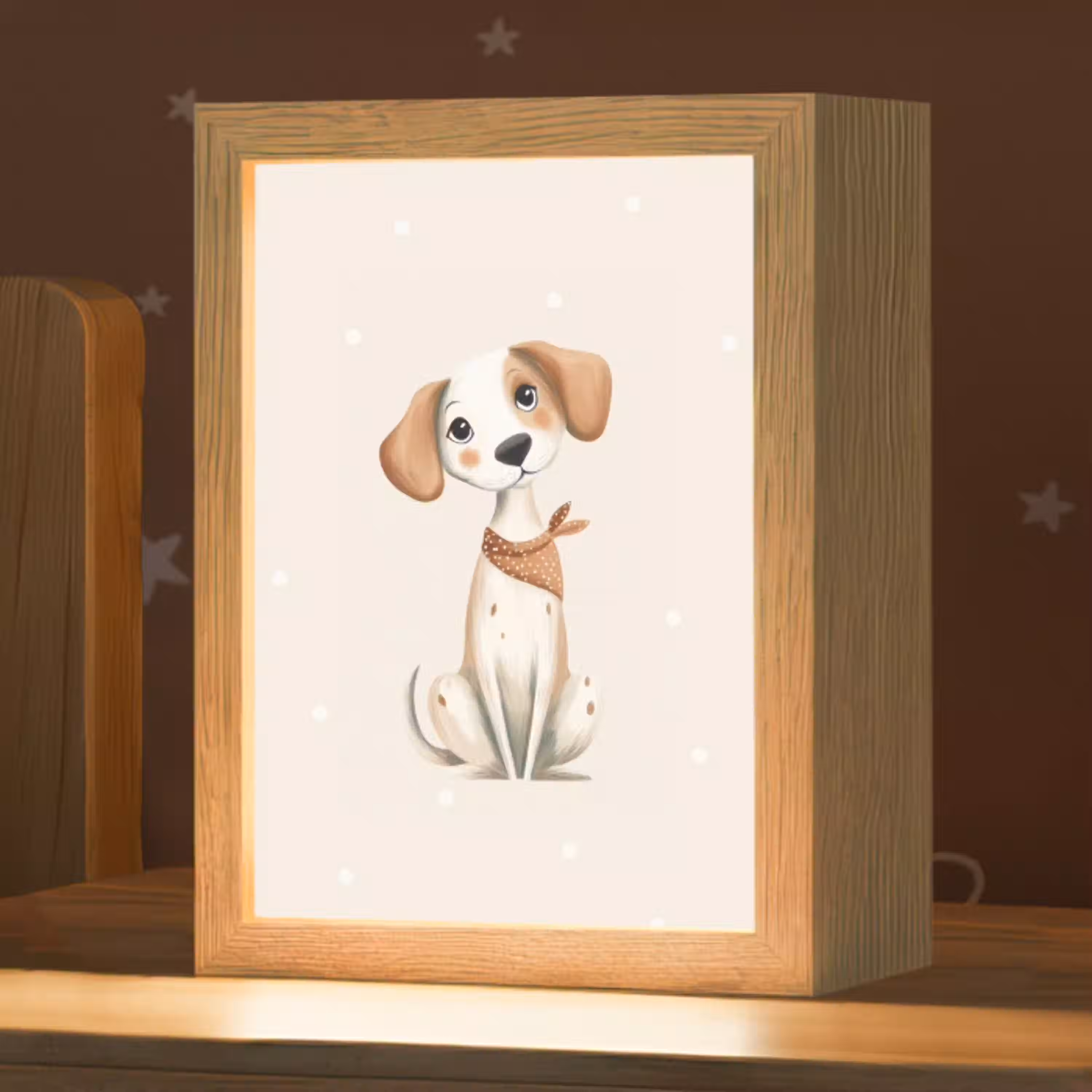 Hond - Pup - Beige - Stippen Light Box met kabel klein -zzz_3d_website