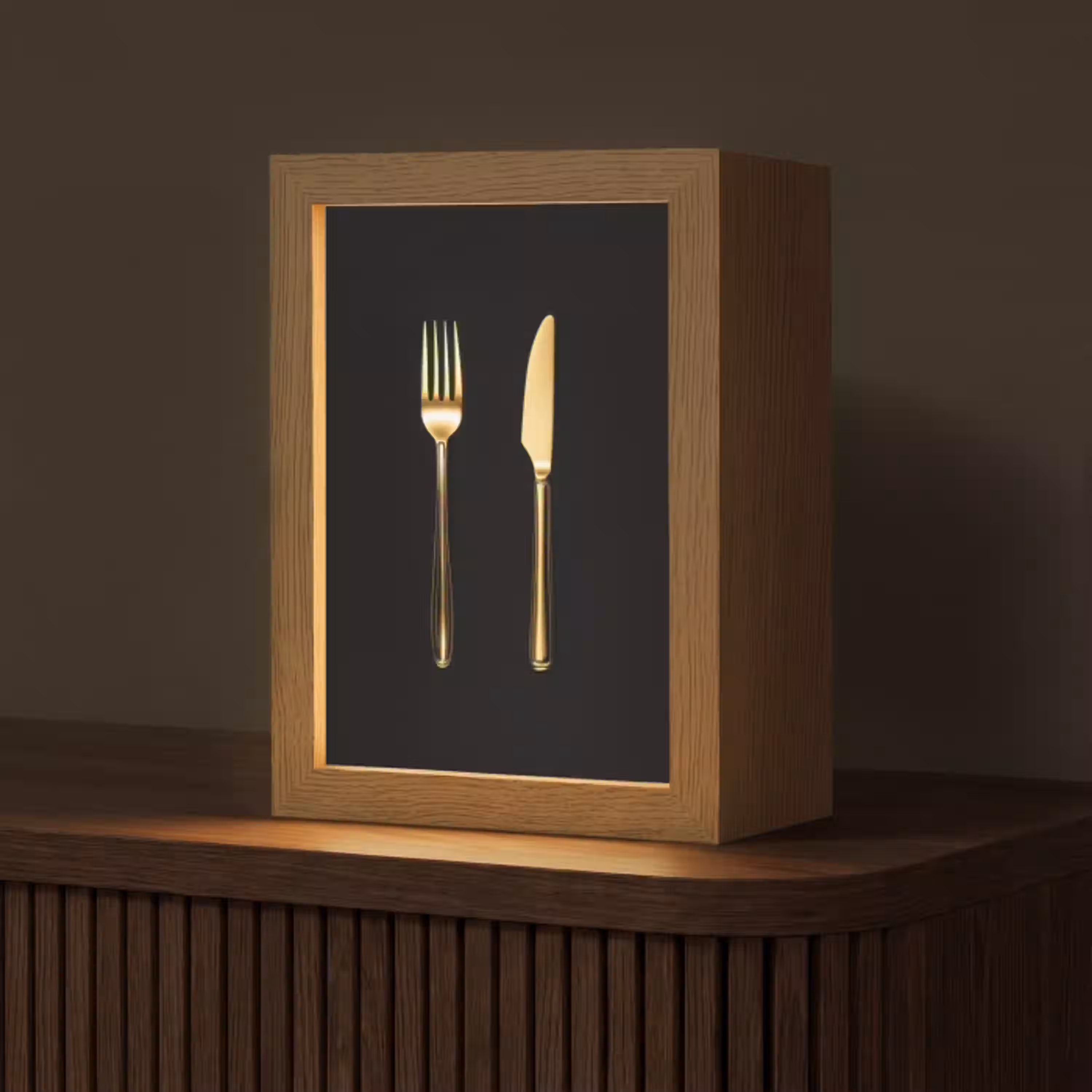 Bestek - Goud - Mes - Vork Light Box met kabel (Tafellamp) klein -z3d_website