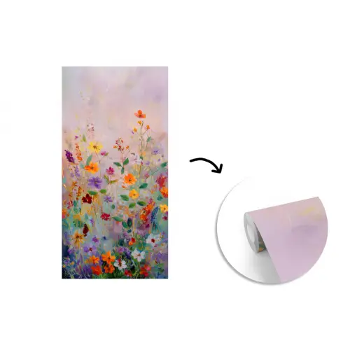 Schilderij - Bloemen - Abstract - Kleurrijk fotobehang vinyl groot -3d
