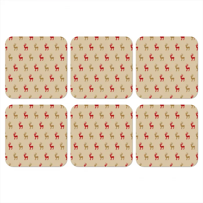Patroon - Herten - Beige onderzetter kurk middel 366 -3d