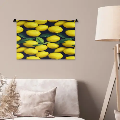 Gele - Citroenen - Druppels - Fruit Wandkleed katoen klein 269 -sfeer4