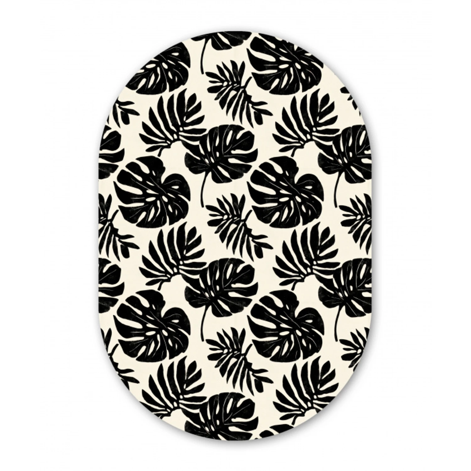 Modern - Monstera - Zwart Wandcirkel Ovaal Aluminium middel 839 -3d