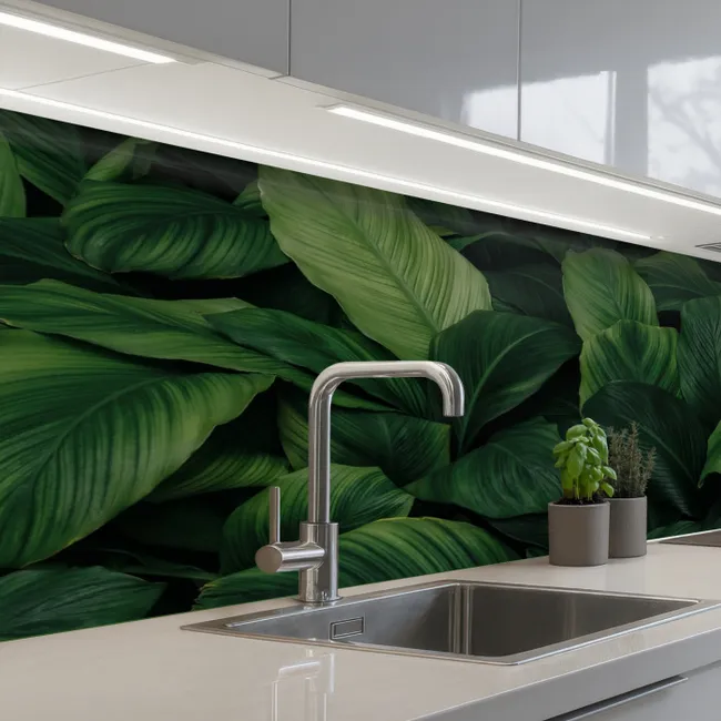 Natuur - Tropisch - Bladeren - Groen keuken achterwand 2 middel -3d_schuin