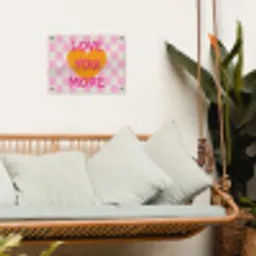 Valentijn - Love - Roze - Oranje tuinposter los doek klein -sfeer7