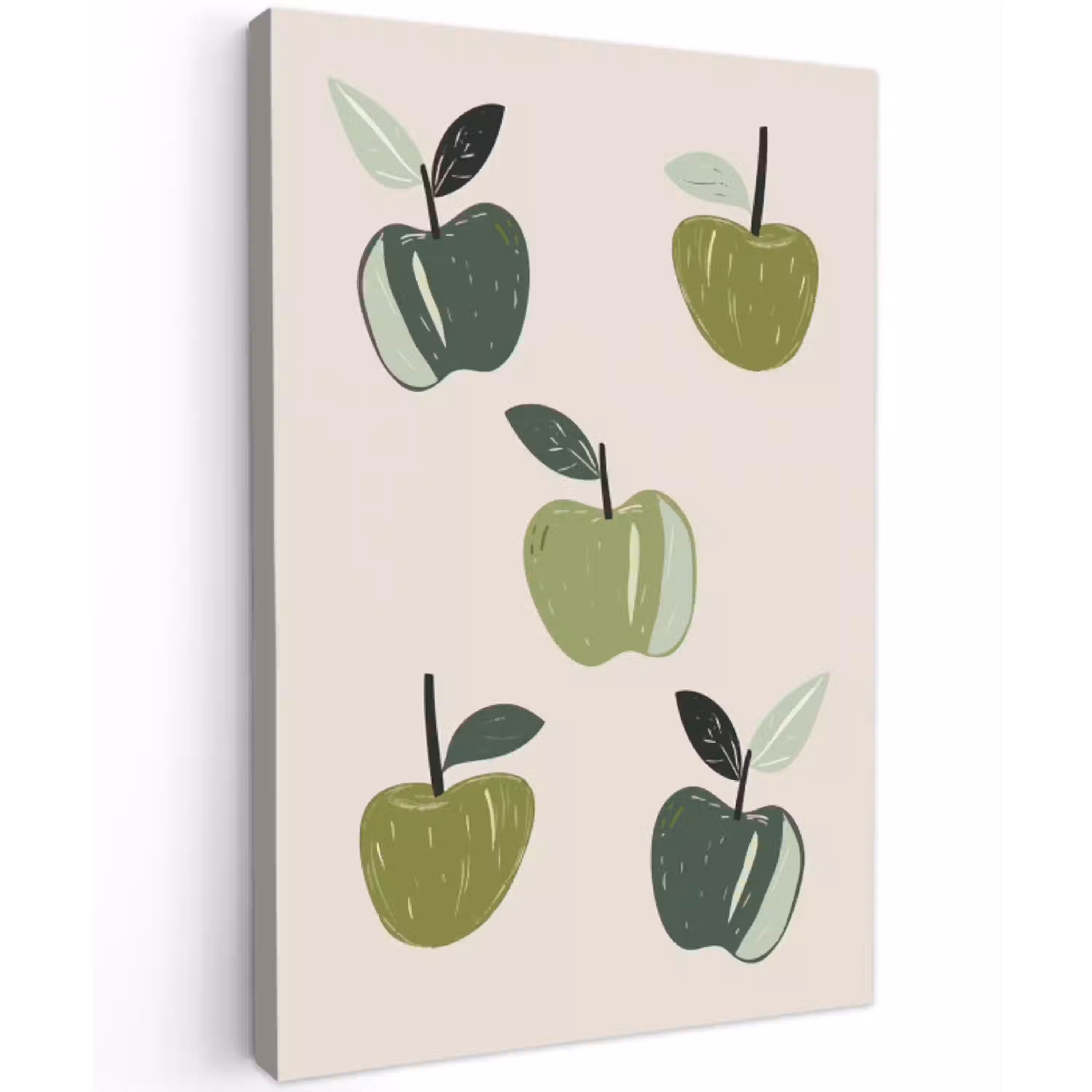 Appels - Groen - Illustratie - Bladeren canvas 2cm klein -z3d