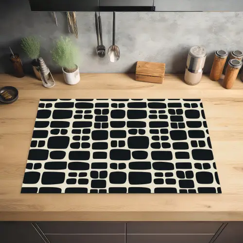 Modern - Organisch - Zwart Inductie beschermer vinyl 3mm klein 276 -sfeer5