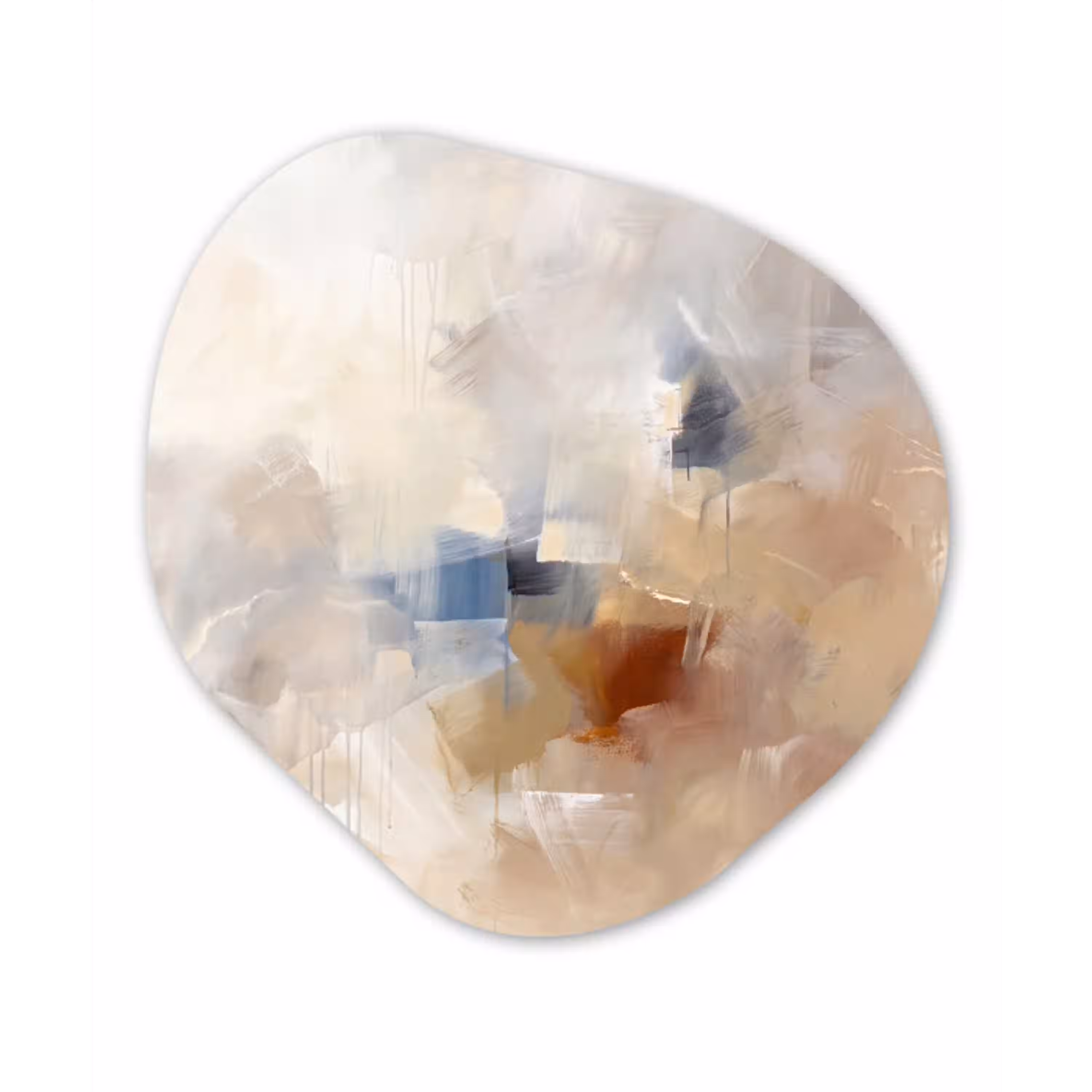 Abstract - Borstelstreken - Modern - Beige - Kunst Wandcirkel Organisch Aluminium middel -3d