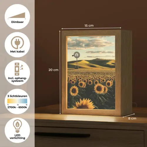 Zonnebloem - Veld - Windmolen Light Box met kabel (Tafellamp) klein -USP_NL