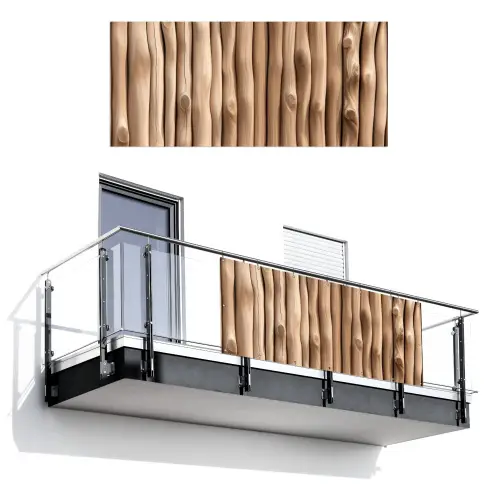 Hout - Stam - Lichtbruin Balkonbeschermer Duitsland klein -3d