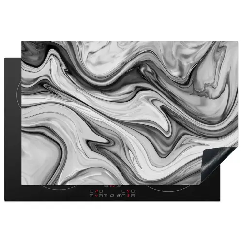 Marmer - Patronen - Grijs - Marmerlook - Zwart Inductie beschermer vinyl 3mm klein -3d