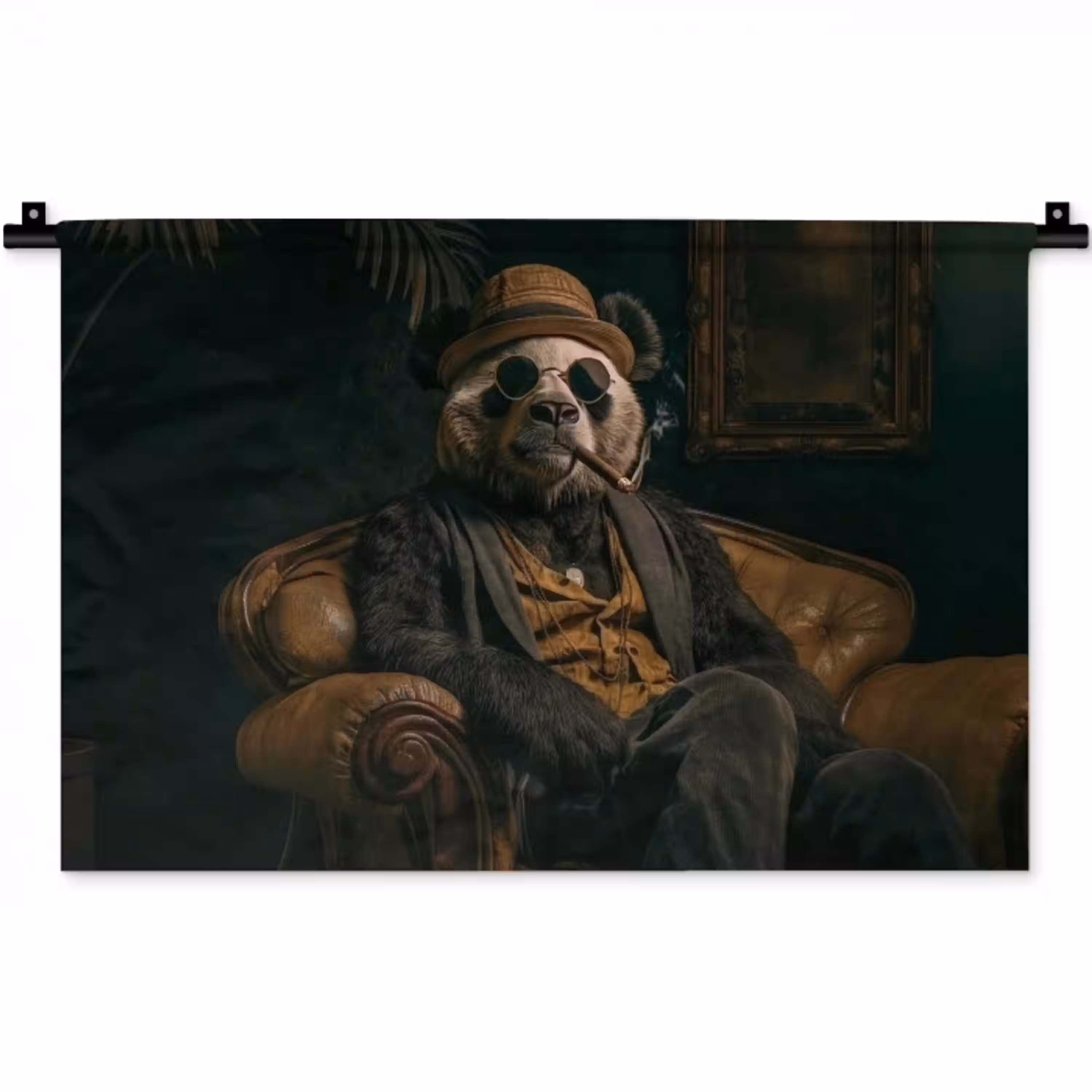 Panda - Hoed - Bril - Pak Wandkleed katoen klein -zz3d