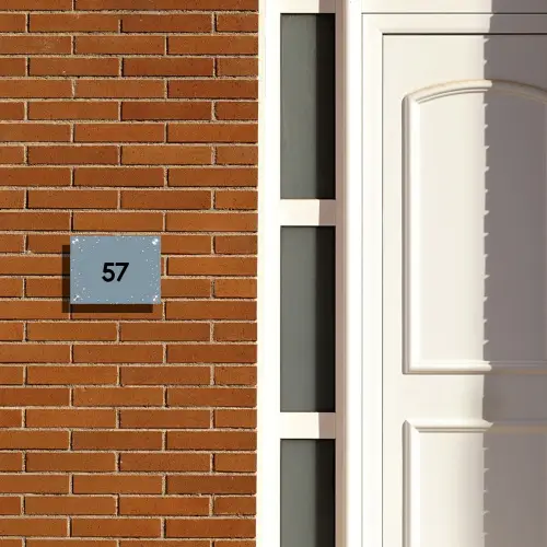 Grijsgroen met stippen - Traditioneel Naambord Rechthoek middel -sfeer3-rechthoek-S