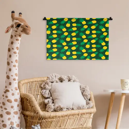 Donkergroen - Ananas - Bladeren Wandkleed katoen klein 269 -wsfeer5_kind