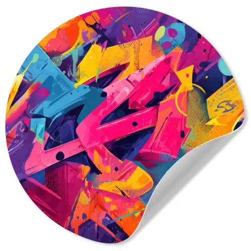 Abstract - Vormen - Kleurrijk Wandcirkel behangsticker klein -3d