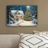 Kerst - Kerstboom - Winter - Huis - Sneeuw canvas 2cm klein -sfeer3