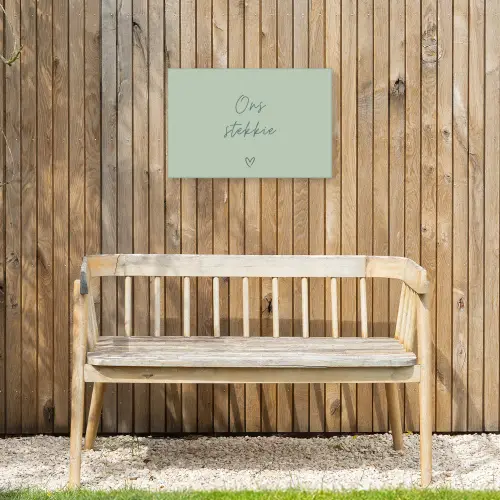Ons Stekkie met Hart Tuinposter op houten frame 2 cm dik klein -sfeer4