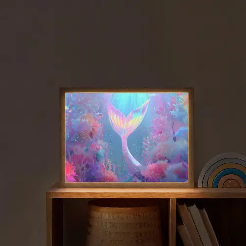 Zeemeerminnenstaart - Koraal - Water Light Box met batterij (Wandlamp kind) middel -sfeer1_kind