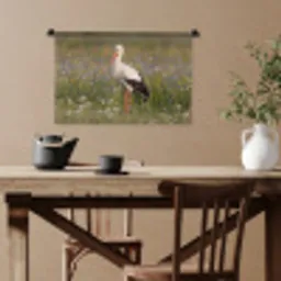 Ooienvaar - Bloemen - Weide - Kleurrijk Wandkleed katoen klein -sfeer6