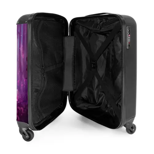 Eenhoorn Omringd door Paarse Natuur Koffer - NBS - Handbagage middel -binnenkant